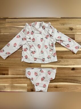 Petit Lem  Strawberry Print Kids Rashguard Set size 6-12 months